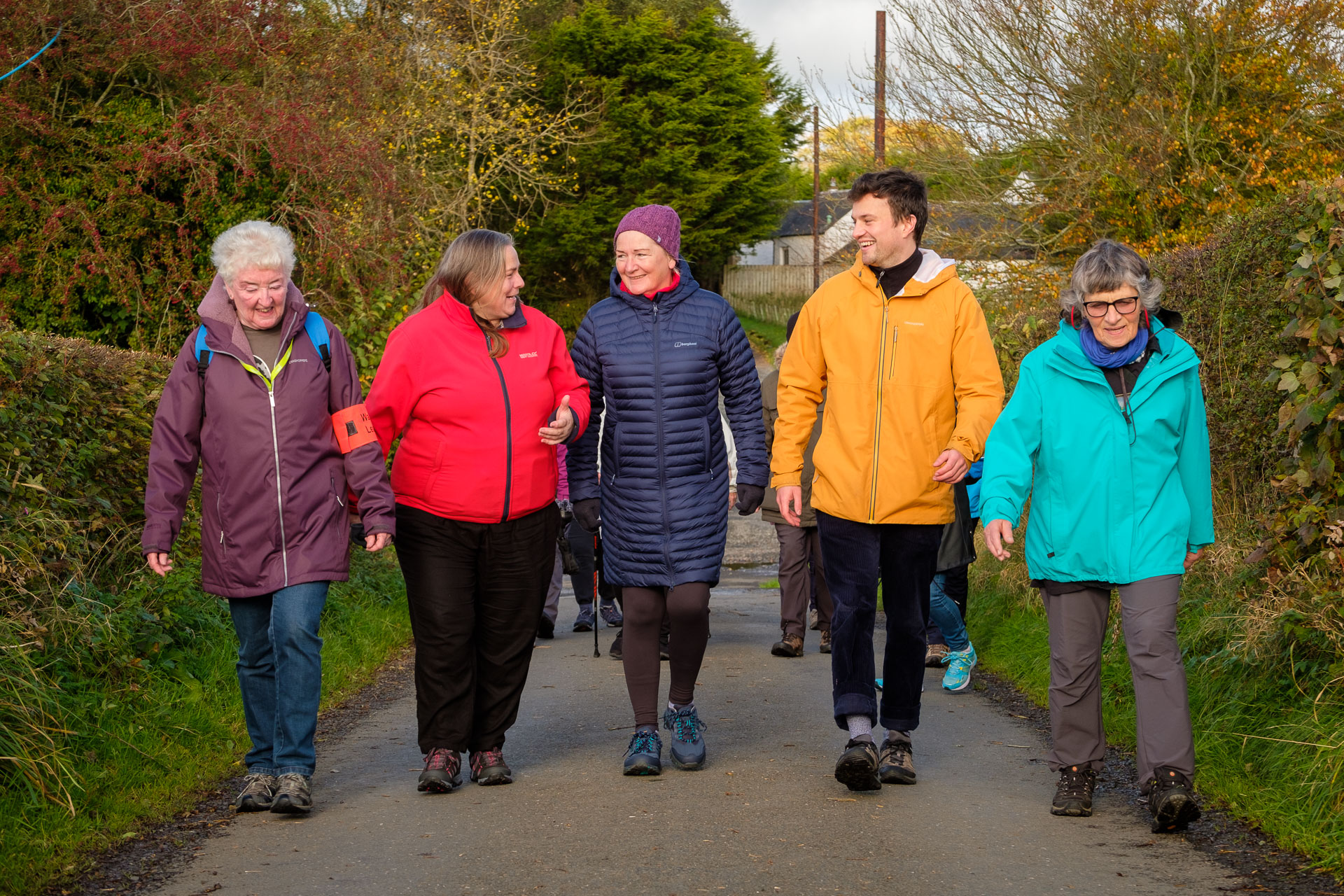 Five people on an organised health walk