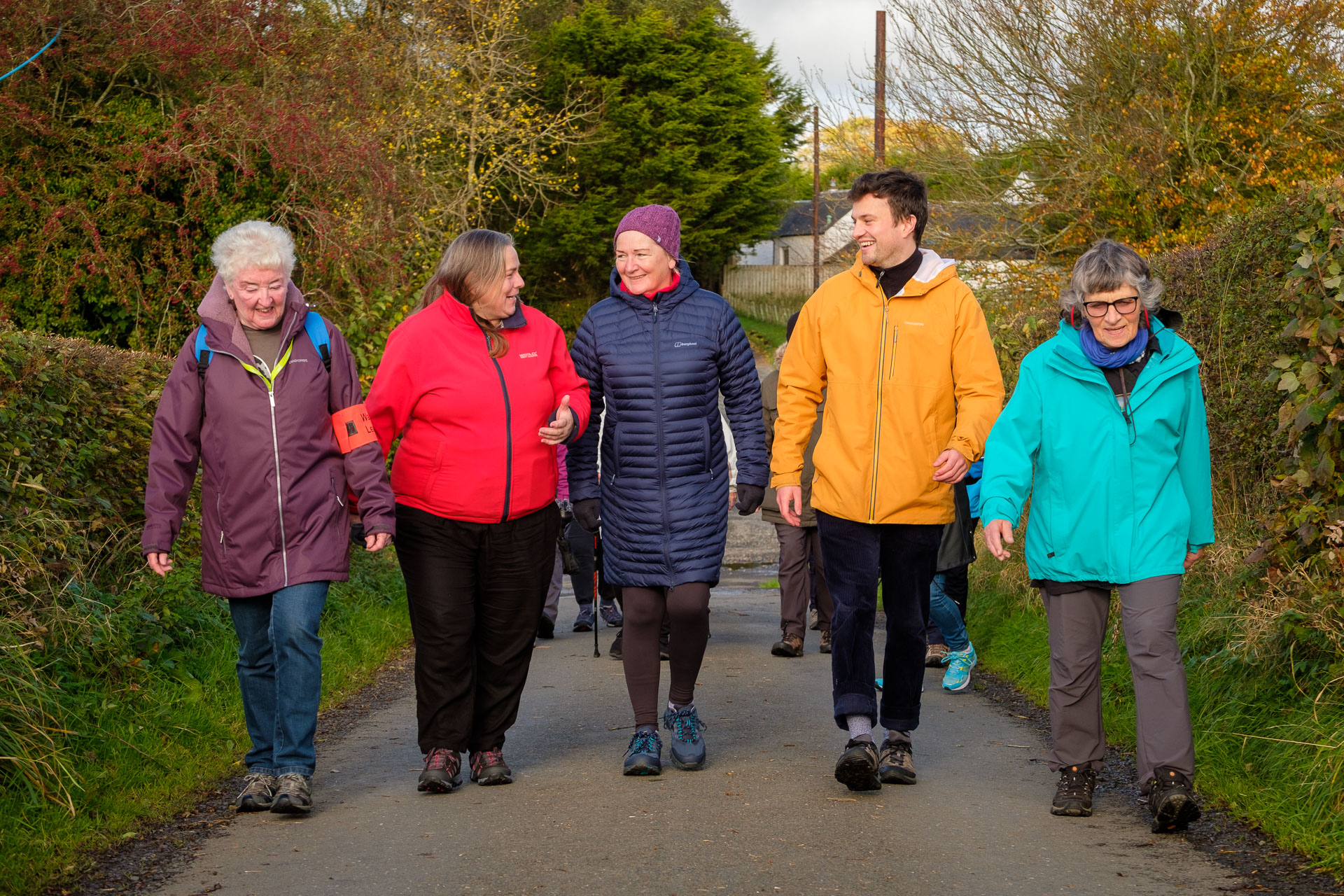 Five people on an organised health walk