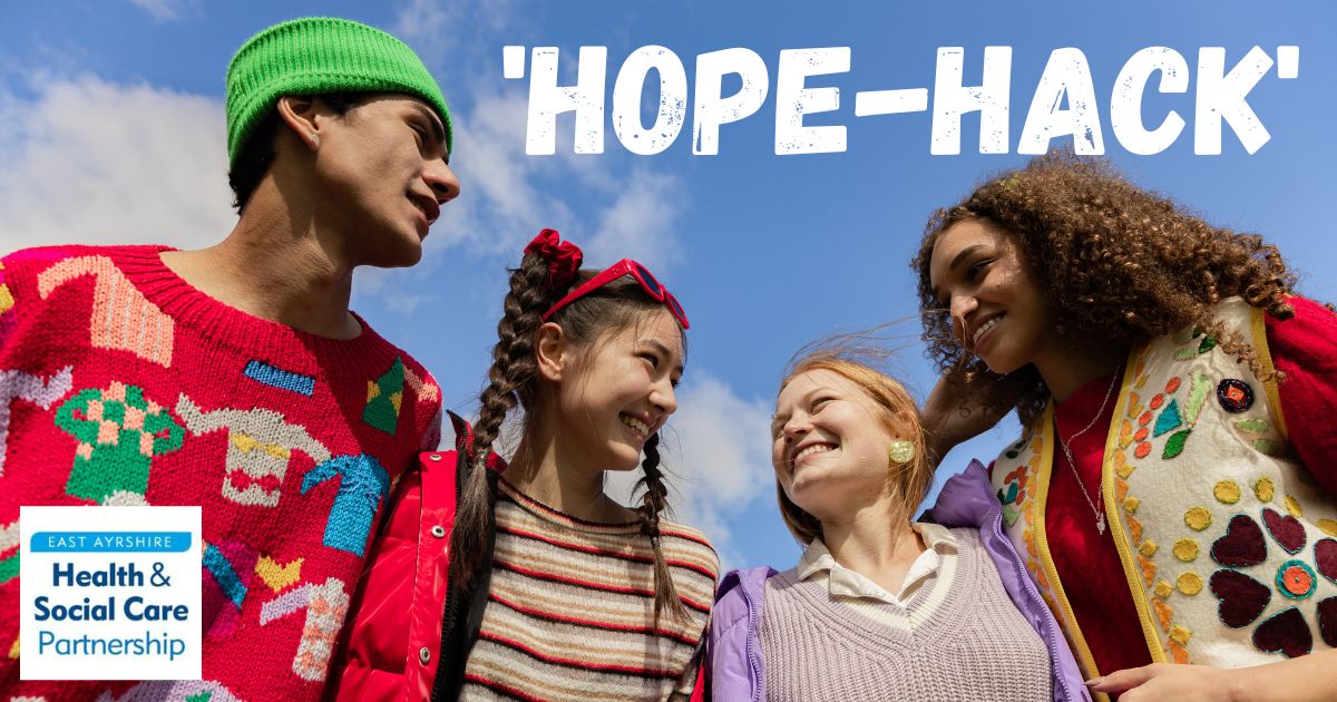 Hope Hack flyer image of a group of young people